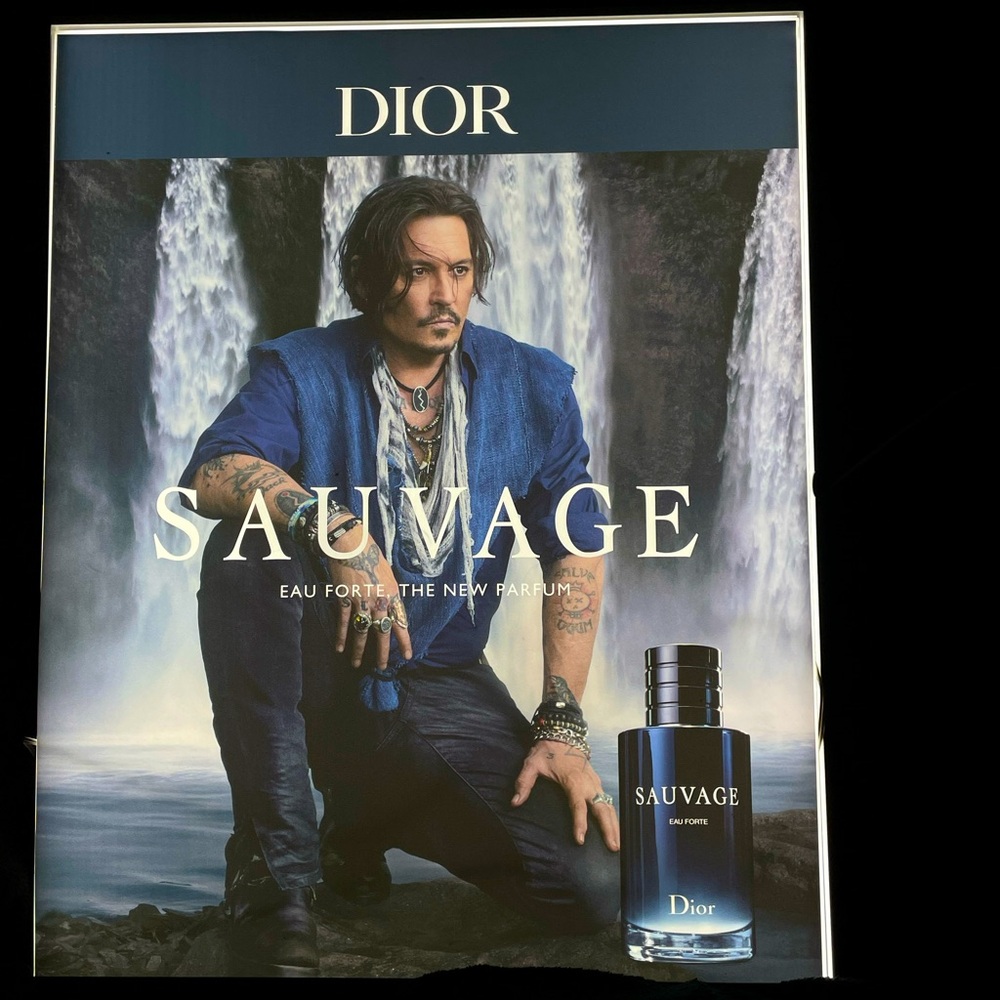 Johnny depp dior advertising poster on vinyl was hanged in a Ulta beauty 22”x30”